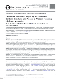 "it was the best worst day of my life": Narrative Content, Structure, and Process in Wisdom-Fostering Life Event Memories