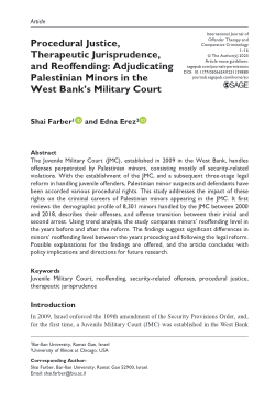 Procedural Justice, Therapeutic Jurisprudence, and Reoffending: Adjudicating Palestinian Minors in the West Bank’s Military Court
