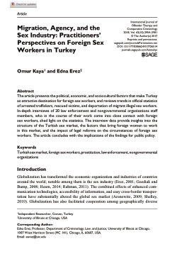 Migration, Agency, and the Sex Industry: Practitioners’ Perspectives on Foreign Sex Workers in Turkey