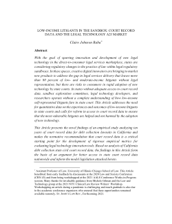 Low-Income Litigants in the Sandbox: Court Record Data and the Legal Technology A2J Market