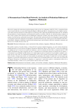 A Mesoamerican Urban Road Network: An Analysis of Pedestrian Pathways of Angamuco, Michoacán
