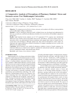 A Comparative Analysis of Perceptions of Pharmacy Students' Stress and Stressors across Two Multicampus Universities.
