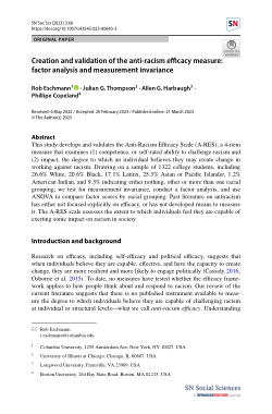 Creation and validation of the anti-racism efficacy measure: factor analysis and measurement invariance