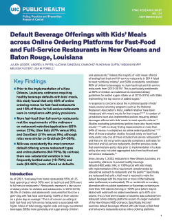 Default Beverage Offerings with Kids’ Meals across Online Ordering Platforms for Fast-Food and Full-Service Restaurants in New Orleans and Baton Rouge, Louisiana