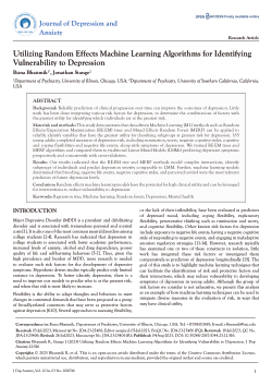 Utilizing Random Effects Machine Learning Algorithms for Identifying Vulnerability to Depression