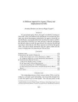 A Different Approach to Agency Theory and Implications For ESG
