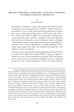 Breaking Free from "Crime-Free": State-Level Responses to Harmful Housing Ordinances