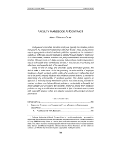 Faculty Handbook as Contract