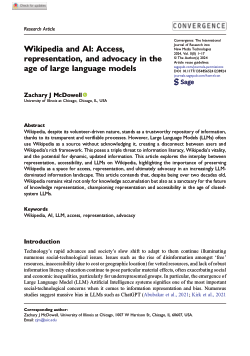 Wikipedia and AI: Access, representation, and advocacy in the age of large language models