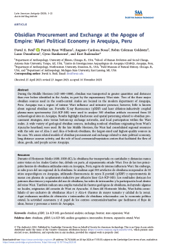 Obsidian Procurement and Exchange at the Apogee of Empire: Wari Political Economy in Arequipa, Peru