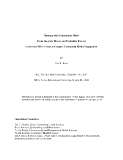 Planning with Evaluation in Mind: Using Program Theory and Evaluation Factors to Increase Effectiveness in Complex Community Health Engagement