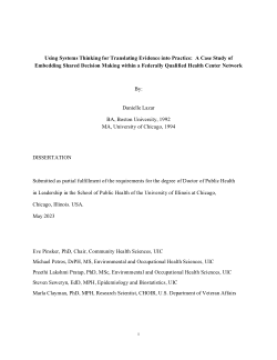 Using Systems Thinking for Translating Evidence into Practice: A Case Study of Embedding Shared Decision Making within a Federally Qualified Health Center Network