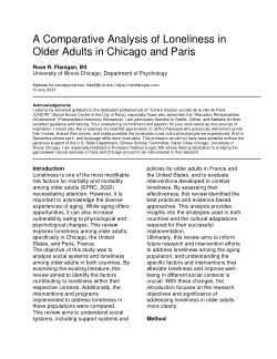 A Comparative Analysis of Loneliness in Older Adults in Chicago and Paris