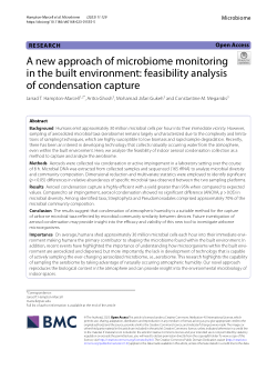 A new approach of microbiome monitoring in the built environment: feasibility analysis of condensation capture