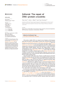 Editorial: The repair of DNA–protein crosslinks
