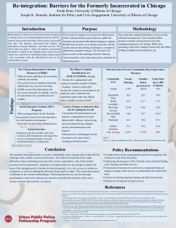 Re-integration: Barriers for the Formerly Incarcerated in Chicago