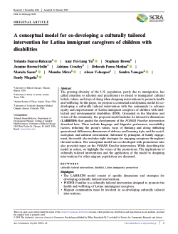 A conceptual model for co‐developing a culturally tailored intervention for Latina immigrant caregivers of children with disabilities