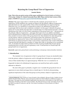 Rejecting the Group-Based View of Oppression