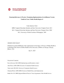 Ensuring Relevance to Practice: Examining Implementation of an Influenza Vaccine Toolkit in Texas' Public Health Region 11