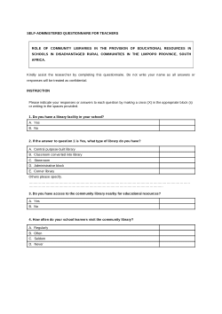 Role of community libraries in provision of educational resources for disadvantaged rural schools in Limpopo Province, South Africa