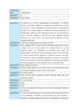 Postgraduates experiences with their exposure to work-integrated learning and engagement with the community within the South African context