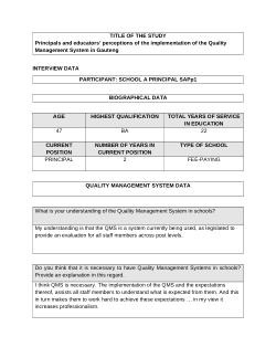 <b> </b>How principals and educators perceive the implementation of the quality management system