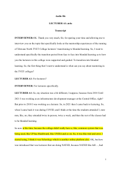 How Technical and Vocational Education and Training (TVET) lecturers were mentored to transition to a blended learning methodology