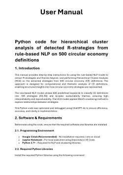 Python code for hierarchical cluster analysis of detected R-strategies from rule-based NLP on 500 circular economy definitions