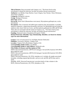 Data associated with Gregory et al. "The house finch ocular microbiome is altered by infection, but does not predict disease transmission"
