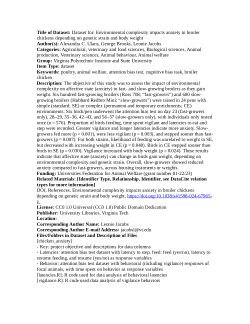 Dataset for: Environmental complexity impacts anxiety in broiler chickens depending on genetic strain and body weight