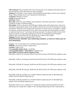 Data associated with "Early life exposure to the antibiotic tetracycline alters in-hive development of the adult honey bee gut microbiome"
