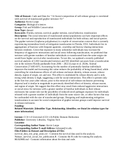 Code and Data for "<b>Social composition of soft-release groups is correlated with survival of translocated gopher tortoises</b>"