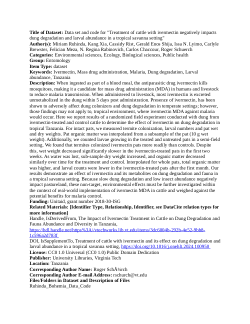 Data set and code for "Treatment of cattle with ivermectin negatively impacts dung degradation and larval abundance in a tropical savanna setting"