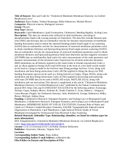 Data and Code for "Cholesterol Modulates Membrane Elasticity via Unified Biophysical Laws"