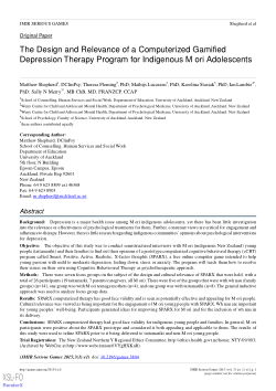 The Design and Relevance of a Computerized Gamified Depression Therapy Program for Indigenous Māori Adolescents