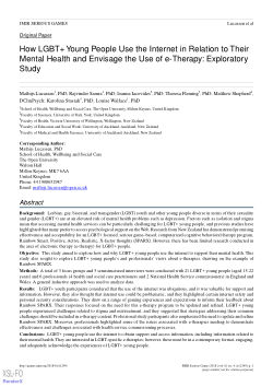 How LGBT+ Young People Use the Internet in Relation to Their Mental Health and Envisage the Use of e-Therapy: Exploratory Study