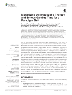 Maximizing the impact of E-Therapy and Serious Gaming: Time for a paradigm shift