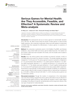 Serious games for mental health: Are they accessible, feasible, and effective? A systematic review and meta-analysis