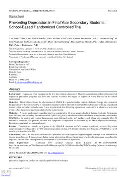 Preventing depression in final year secondary students: School-based randomized controlled trial