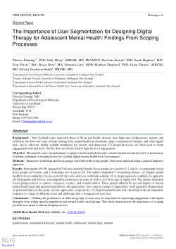 The importance of user segmentation for designing digital therapy for adolescent mental health: Findings from scoping processes
