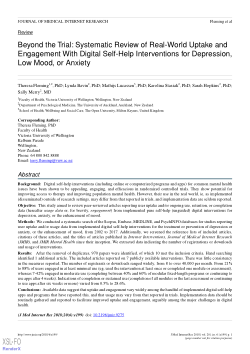 Beyond the trial: Systematic review of real-world uptake and engagement with digital self-help interventions for depression, low mood, or anxiety