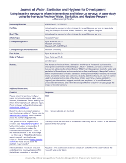 Using baseline surveys to inform interventions and follow-up surveys: A case-study using the Nampula Province water, sanitation, and hygiene program
