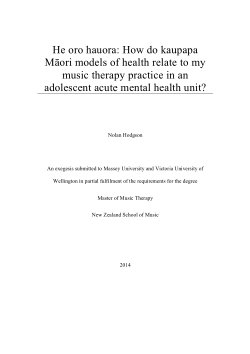 He oro hauora: How do kaupapa Māori models of health relate to my music therapy practice in an adolescent acute mental health unit?