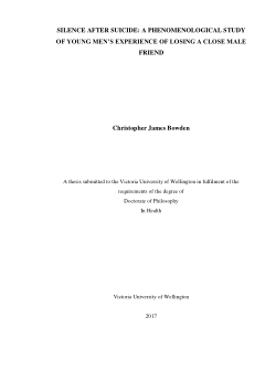 Silence after suicide: A phenomenological study of young men's experience of losing a close male friend