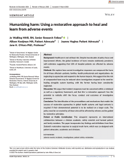 Humanizing harm: Using a restorative approach to heal and learn from adverse events