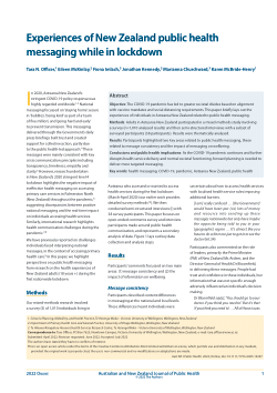 Experiences of New Zealand public health messaging while in lockdown