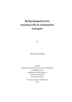 Backpropagation-free learning with an information surrogate