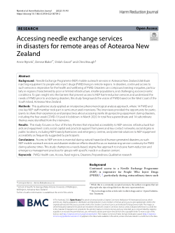Accessing needle exchange services in disasters for remote areas of Aotearoa New Zealand
