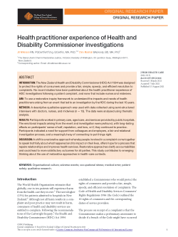 Health practitioner experience of Health and Disability Commissioner investigations