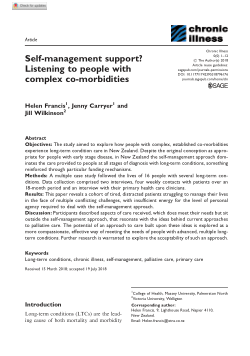 Self-management support? Listening to people with complex co-morbidities